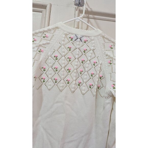 Vintage Sweater be  Banff 100% Acrylic Cardigan With Floral Design size M? Read - Picture 11 of 12